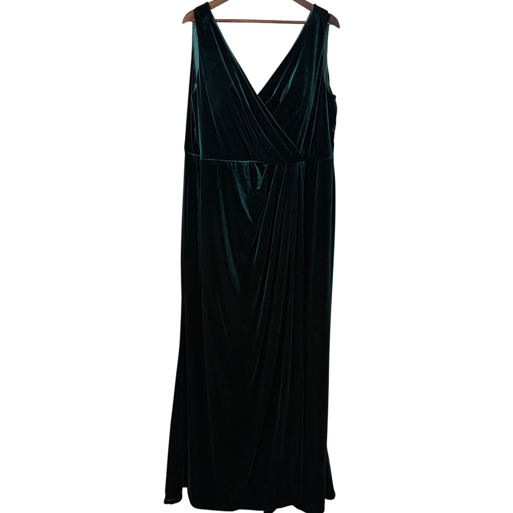 Revelry‎ Maxi Velvet Dress Emerald Green Fits 20 Plus Bridesmaid Formal Holiday